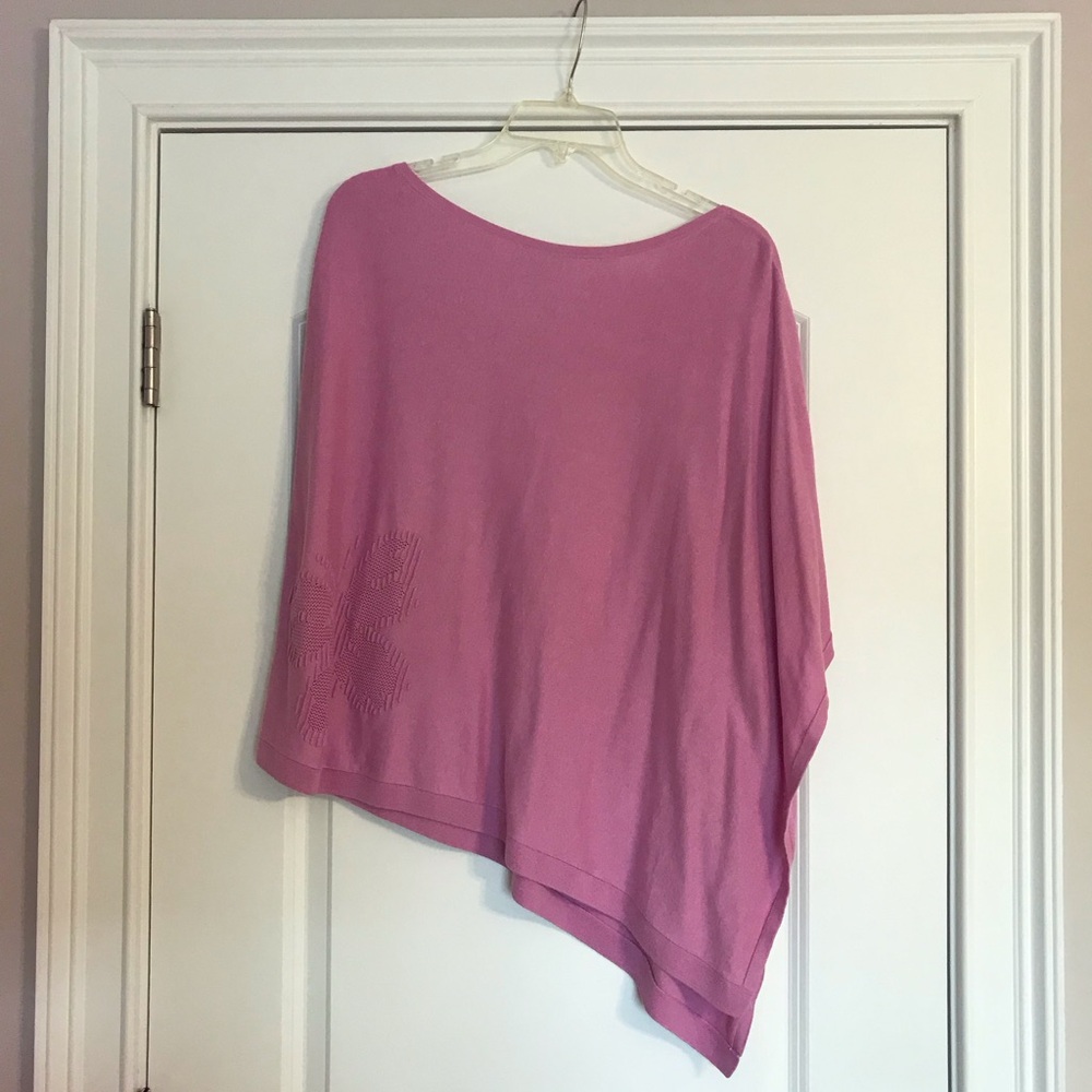Pink Asymmetrical Poncho Style Sweater